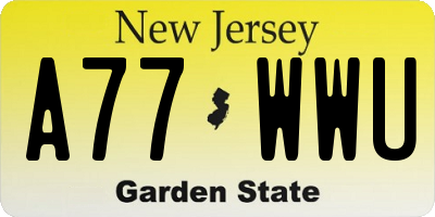 NJ license plate A77WWU