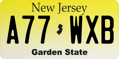 NJ license plate A77WXB