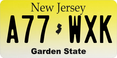 NJ license plate A77WXK
