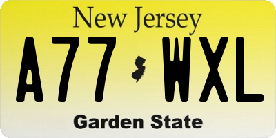 NJ license plate A77WXL