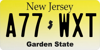 NJ license plate A77WXT