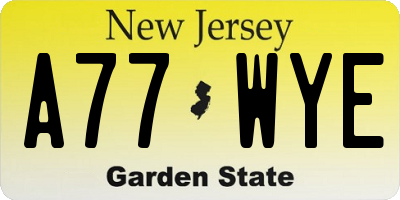 NJ license plate A77WYE
