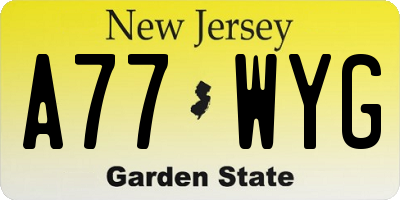 NJ license plate A77WYG
