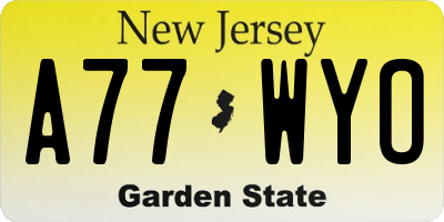 NJ license plate A77WYO