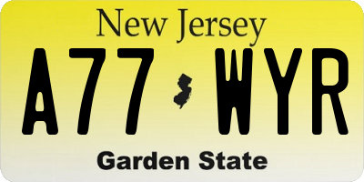 NJ license plate A77WYR