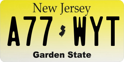NJ license plate A77WYT