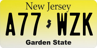 NJ license plate A77WZK