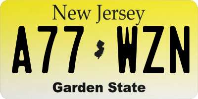 NJ license plate A77WZN
