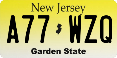 NJ license plate A77WZQ