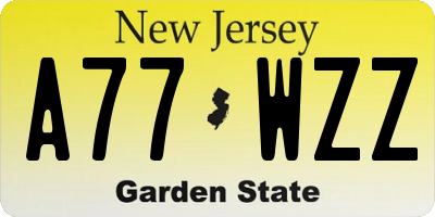 NJ license plate A77WZZ