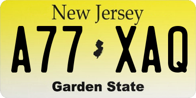 NJ license plate A77XAQ