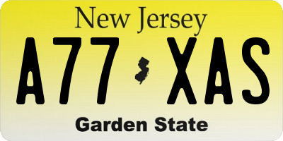 NJ license plate A77XAS