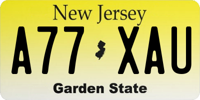 NJ license plate A77XAU