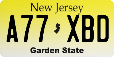 NJ license plate A77XBD