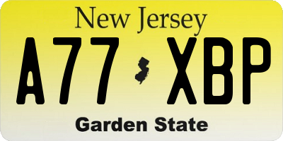 NJ license plate A77XBP
