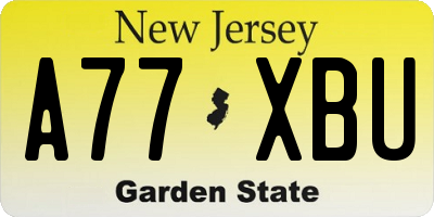 NJ license plate A77XBU