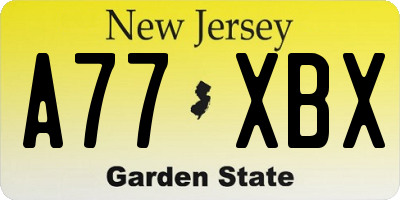 NJ license plate A77XBX