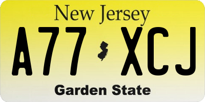 NJ license plate A77XCJ