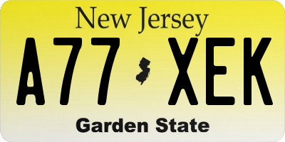 NJ license plate A77XEK