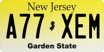 NJ license plate A77XEM