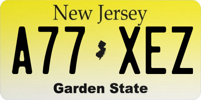 NJ license plate A77XEZ