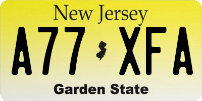 NJ license plate A77XFA