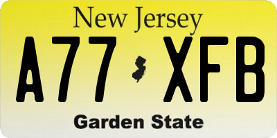NJ license plate A77XFB