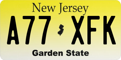NJ license plate A77XFK