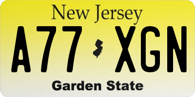 NJ license plate A77XGN