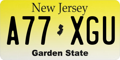 NJ license plate A77XGU
