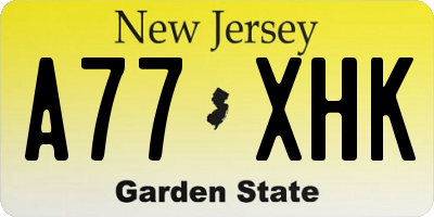 NJ license plate A77XHK