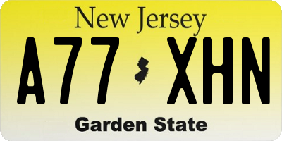 NJ license plate A77XHN