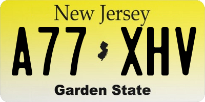 NJ license plate A77XHV