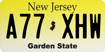 NJ license plate A77XHW