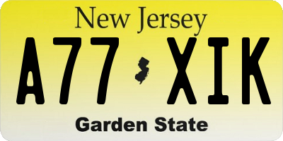 NJ license plate A77XIK