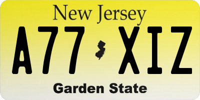 NJ license plate A77XIZ