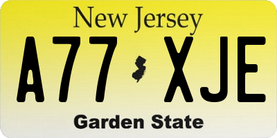 NJ license plate A77XJE