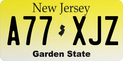NJ license plate A77XJZ
