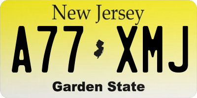 NJ license plate A77XMJ