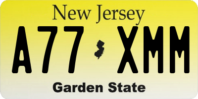 NJ license plate A77XMM
