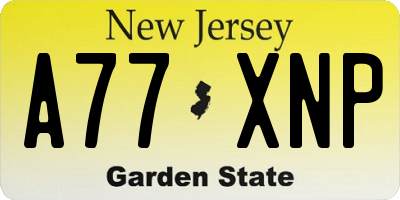 NJ license plate A77XNP