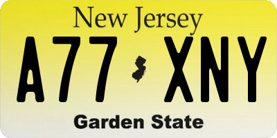 NJ license plate A77XNY