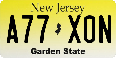 NJ license plate A77XON