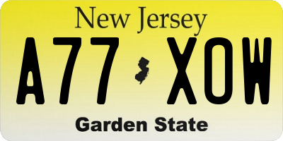 NJ license plate A77XOW