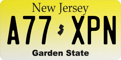 NJ license plate A77XPN