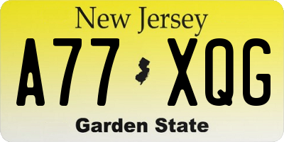NJ license plate A77XQG