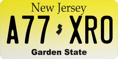 NJ license plate A77XRO