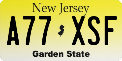 NJ license plate A77XSF