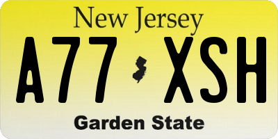 NJ license plate A77XSH