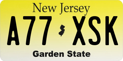 NJ license plate A77XSK